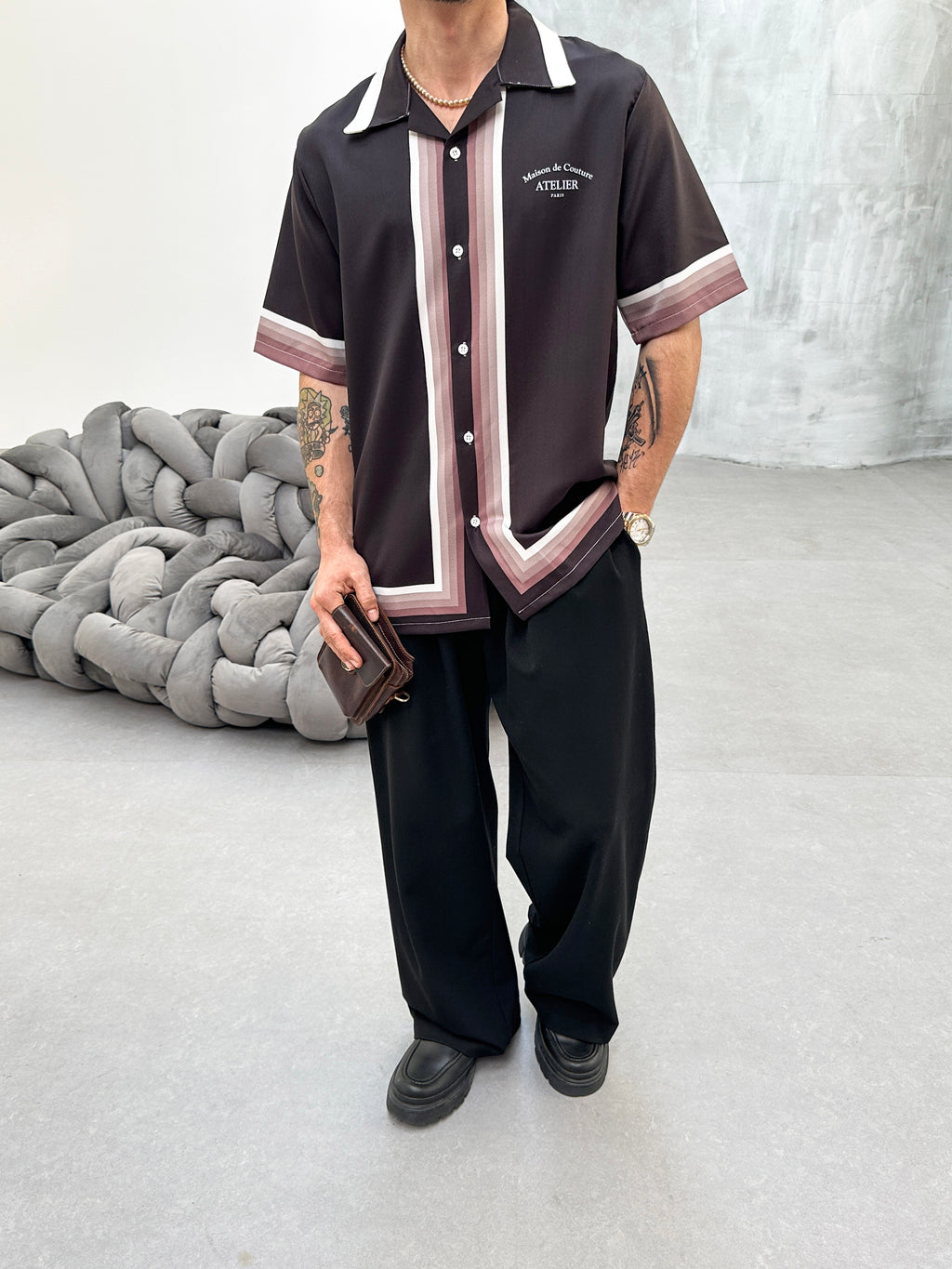 CHEMISETTE IMPRIMÉE - BROWN