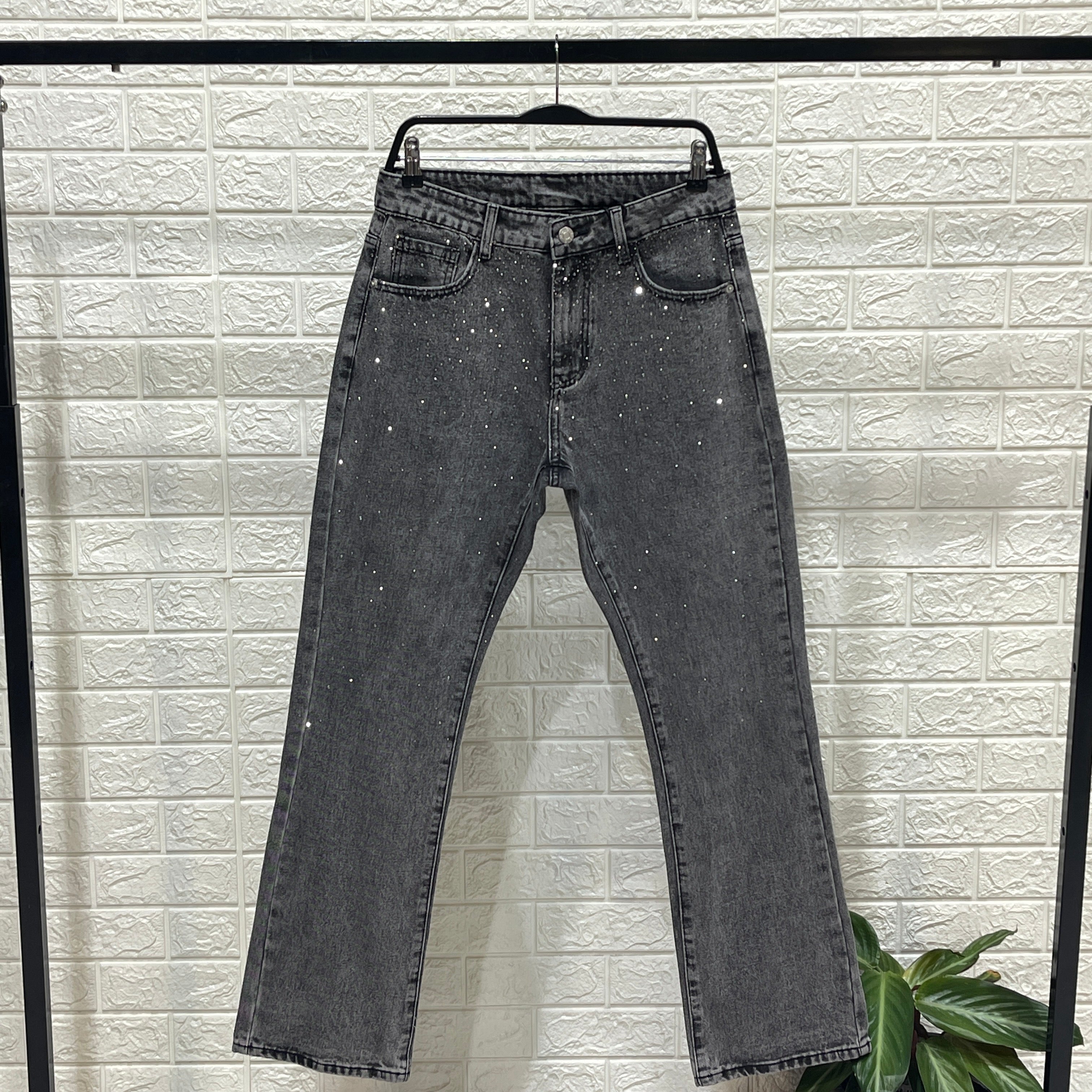 DENIM STONE FLARE FIT - GREY