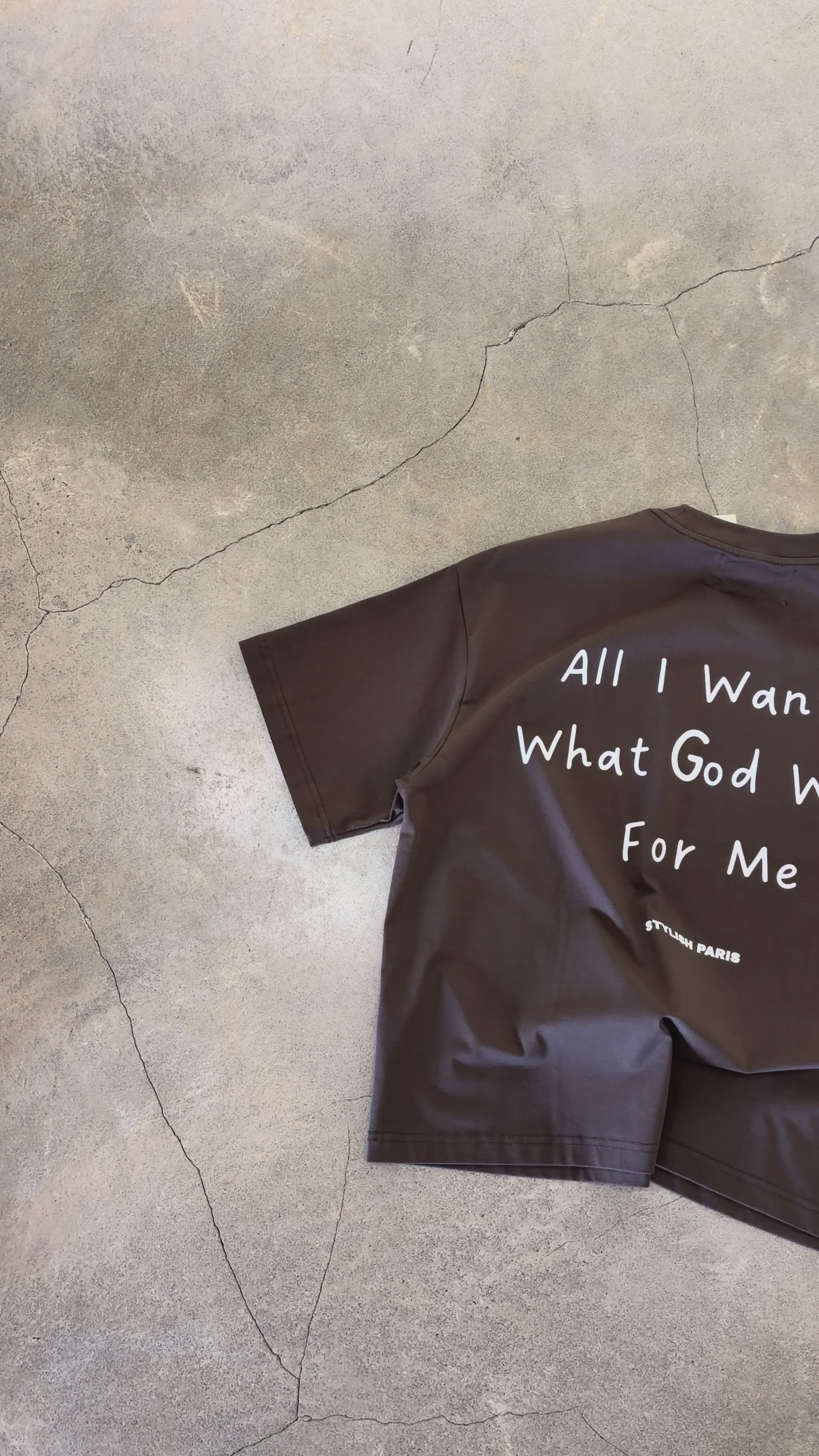 T-SHIRT GOD WANT CROPPED - BROWN
